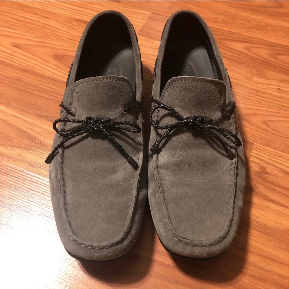 Tods gray city sole gommino with braided leather